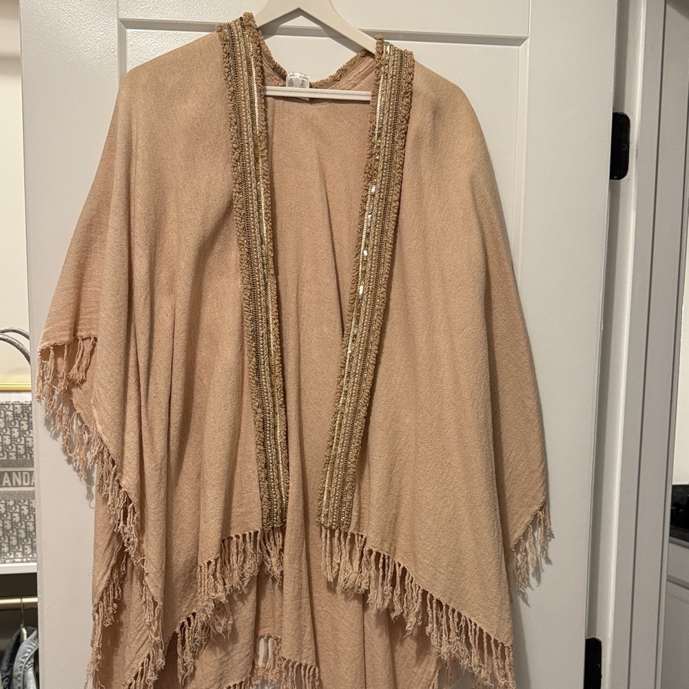Blush shawl with beaded sequin detail